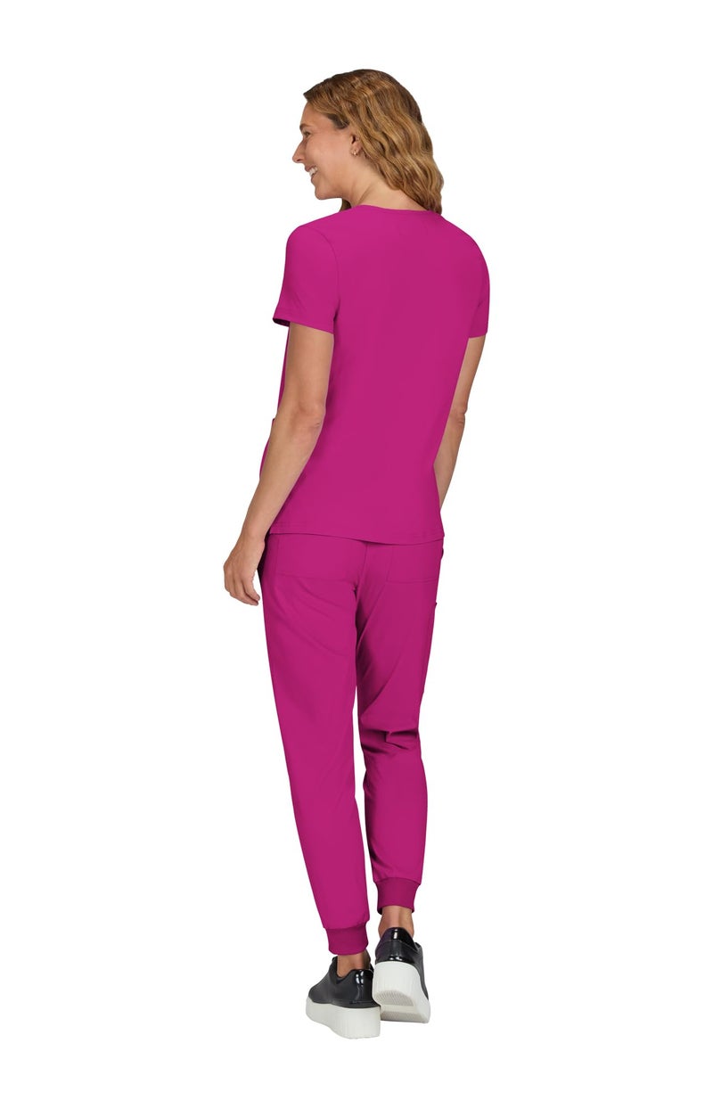 KOI Basics Becca Women's 4-Pocket Stretch Scrub Top Azalea Pink Medium - Image 2